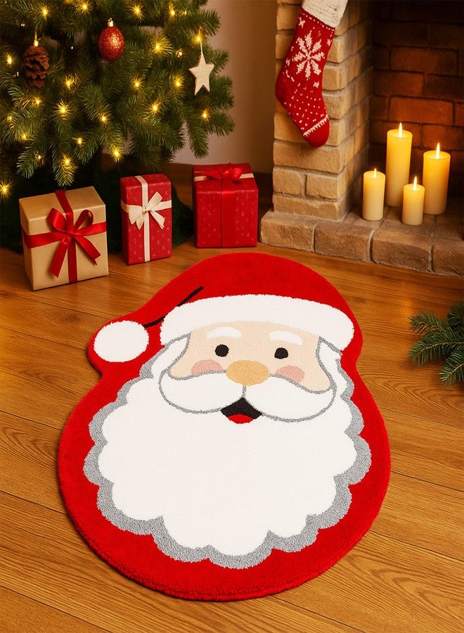 Feblilac Santa Claus Bath Rug Christmas Non-Slip Bath Mat Washable Microfiber Bathroom Mats for Indoor Living Room Fast Dry Rugs - Image 5